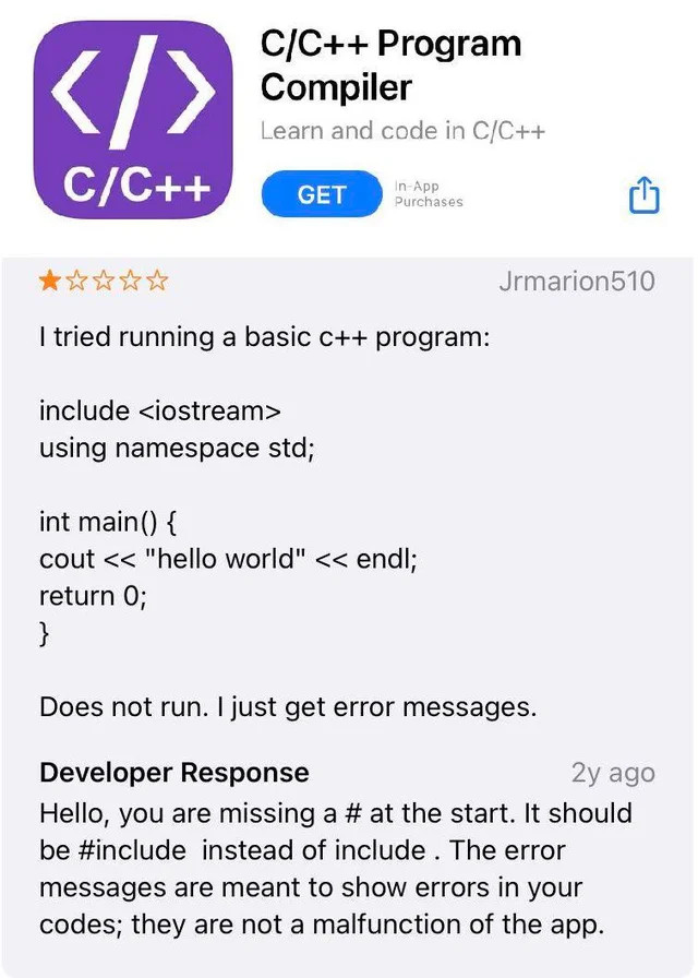 Appstore reviews